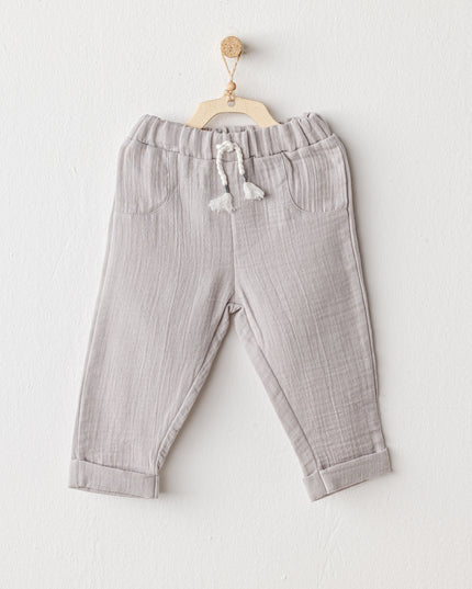 Grey Muslin Bowtie Outfit Set