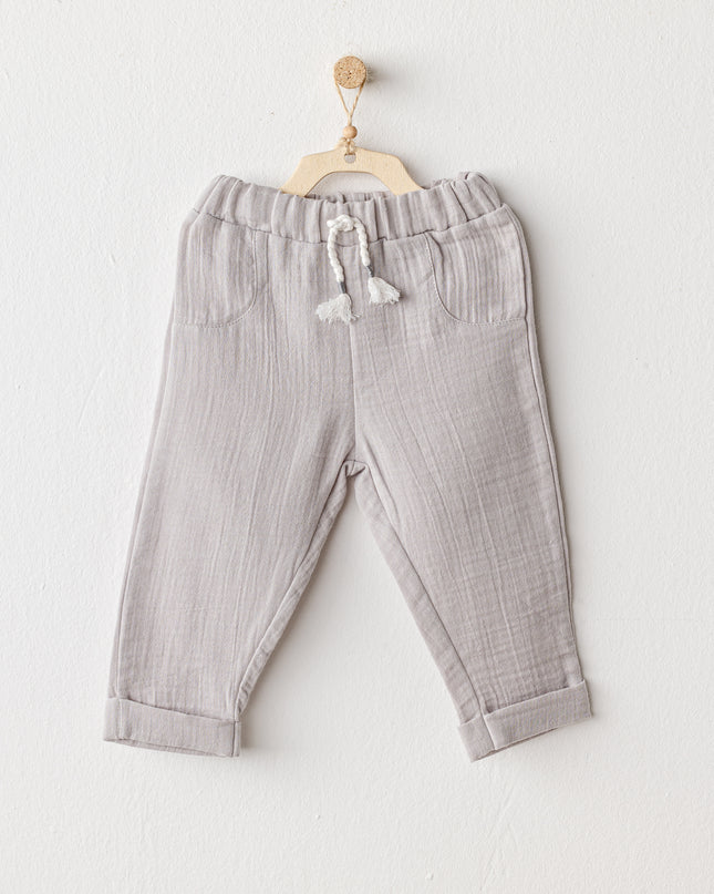 Grey Muslin Bowtie Outfit Set