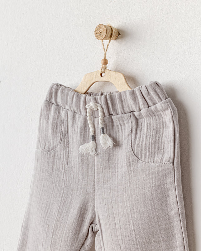 Grey Muslin Bowtie Outfit Set