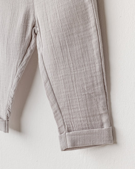 Grey Muslin Bowtie Outfit Set