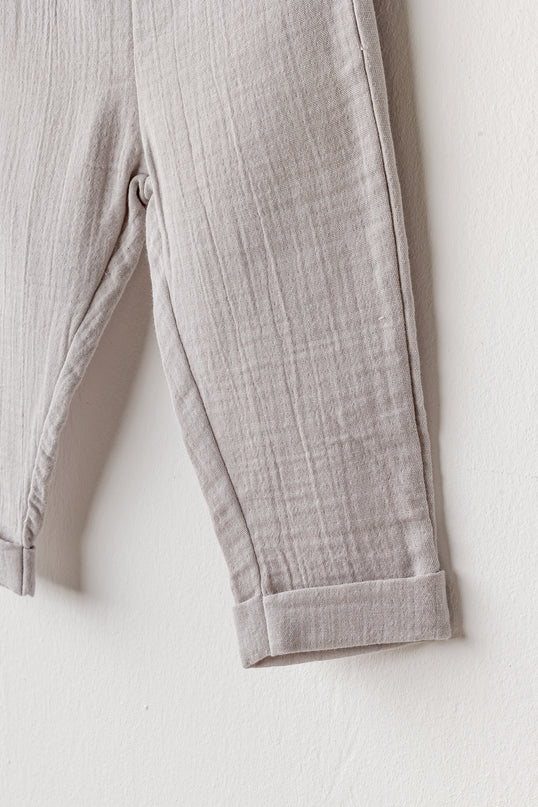 Grey Muslin Bowtie Outfit Set