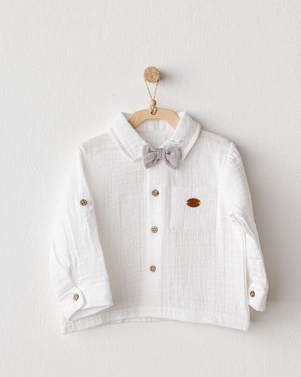 Grey Muslin Bowtie Outfit Set