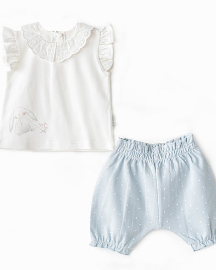 Blue Cuddly Bunny Bear Shorts Set