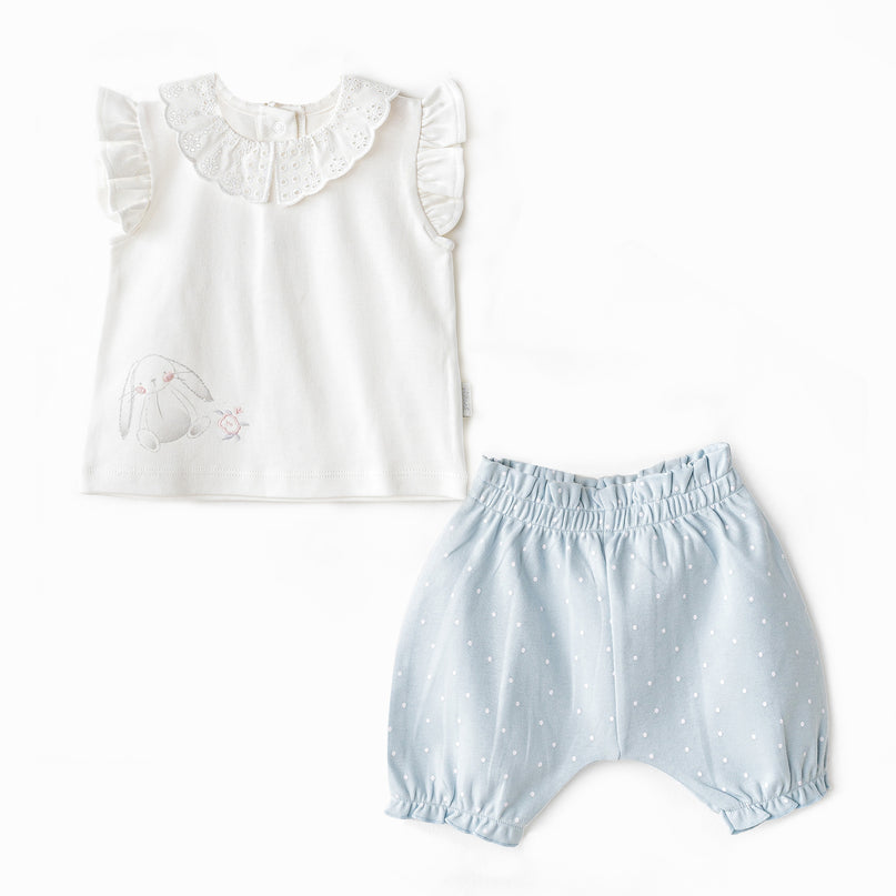 Blue Cuddly Bunny Bear Shorts Set