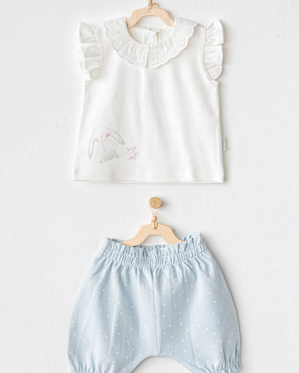 Blue Cuddly Bunny Bear Shorts Set