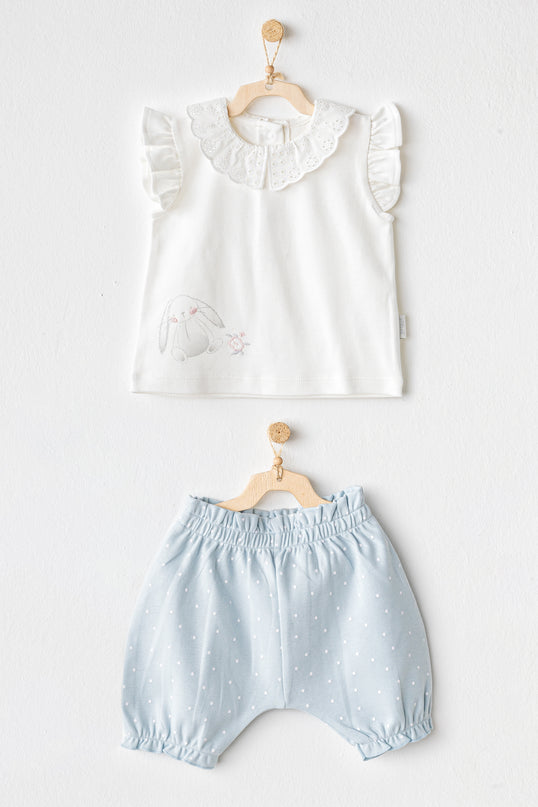 Blue Cuddly Bunny Bear Shorts Set