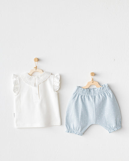 Blue Cuddly Bunny Bear Shorts Set
