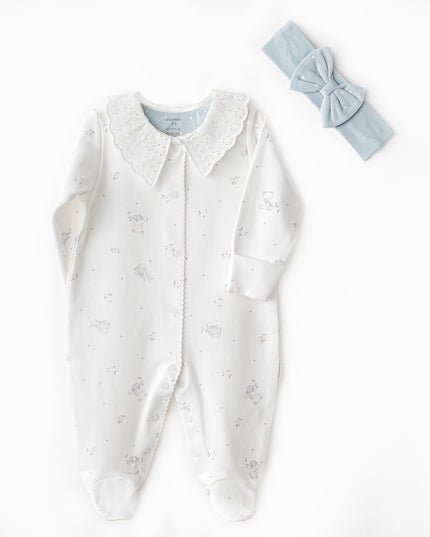 Ecru Cuddly Friend Romper Band Set