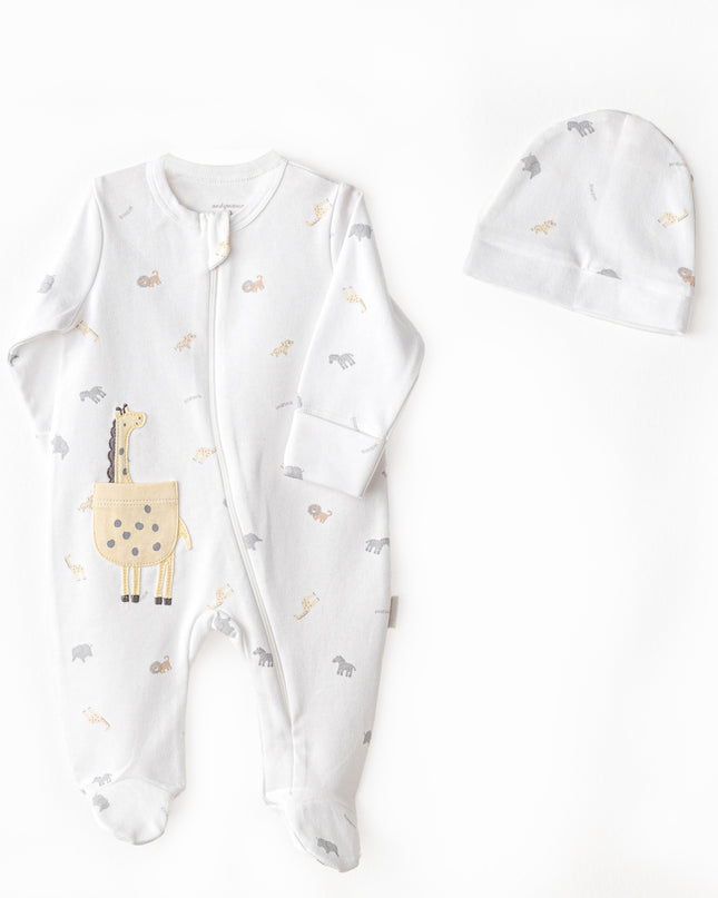White Romper Little King Giraffe Set