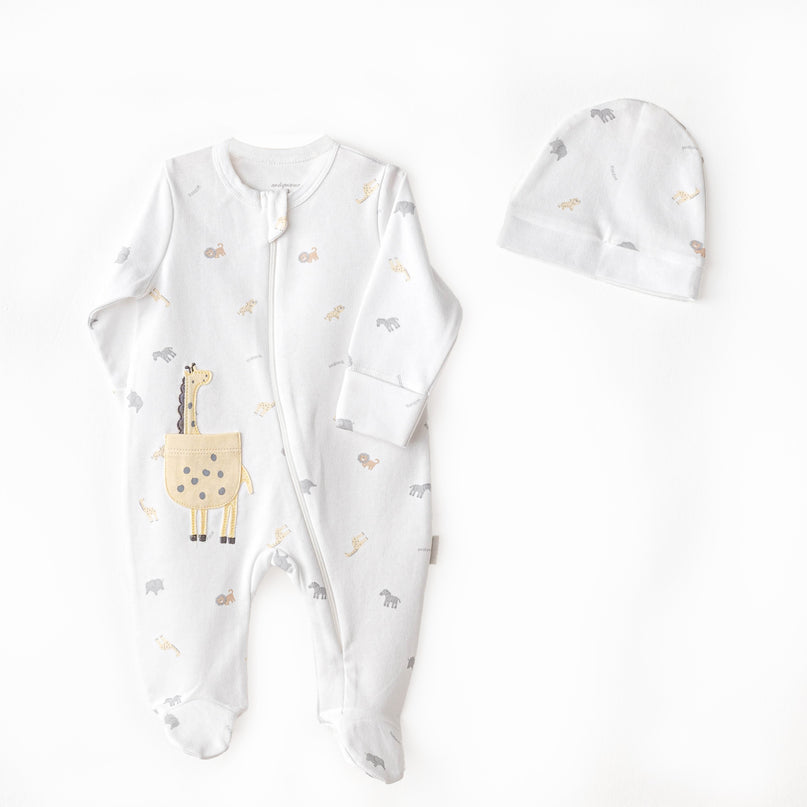 White Romper Little King Giraffe Set