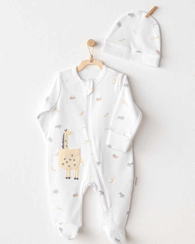 White Romper Little King Giraffe Set