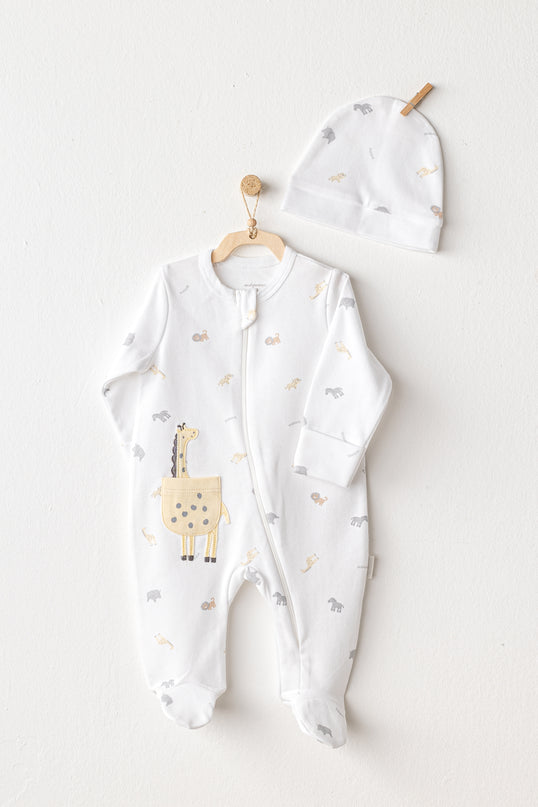 White Romper Little King Giraffe Set