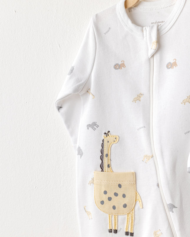White Romper Little King Giraffe Set