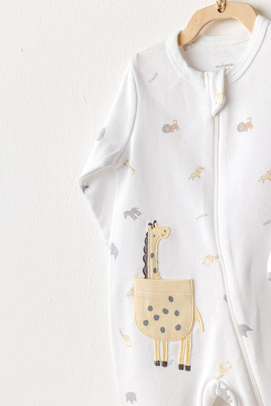White Romper Little King Giraffe Set