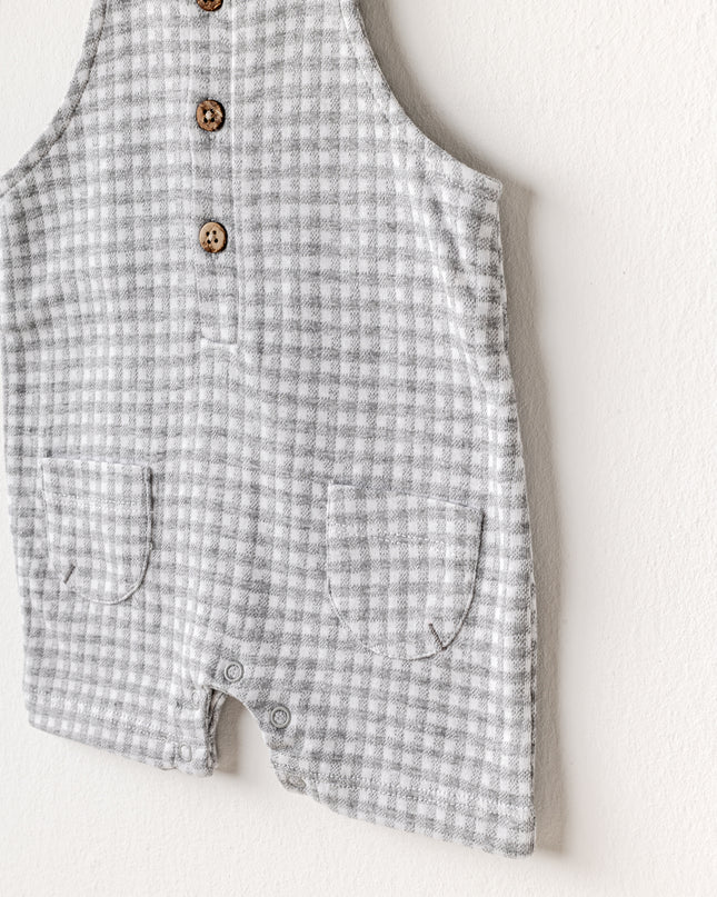 Grey Little King Gingham Jumpsuit Set