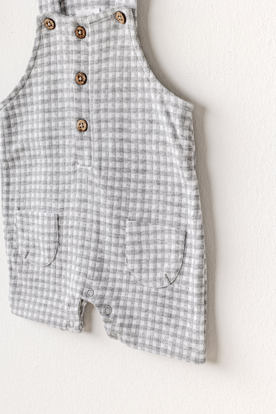 Grey Little King Gingham Jumpsuit Set