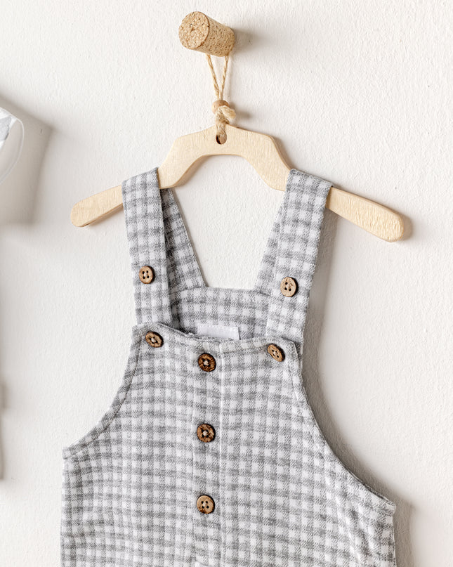 Grey Little King Gingham Jumpsuit Set