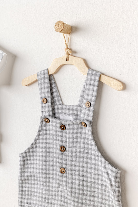 Grey Little King Gingham Jumpsuit Set