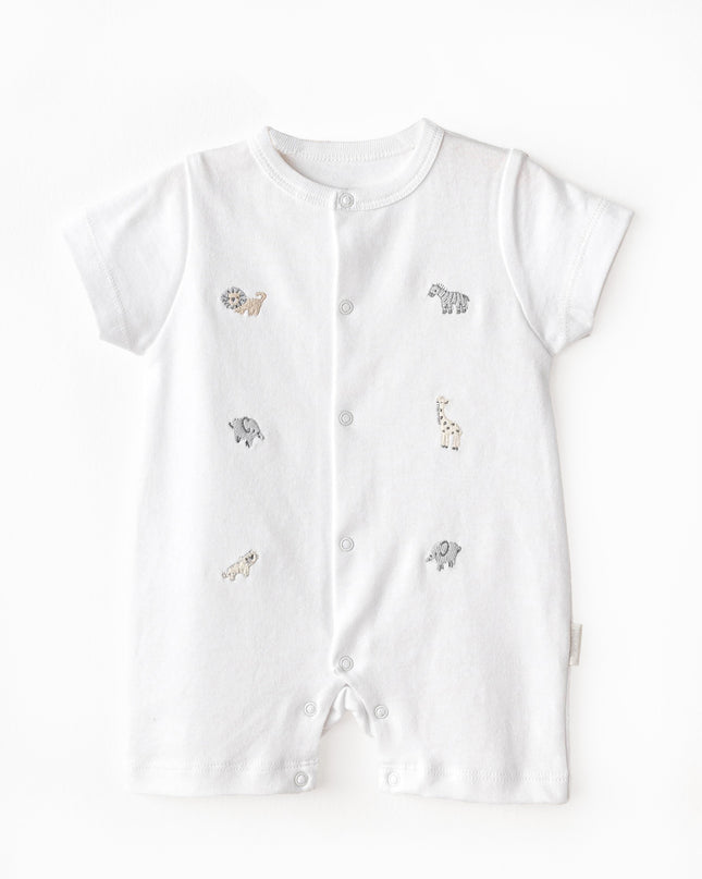 White Little King Animal Romper