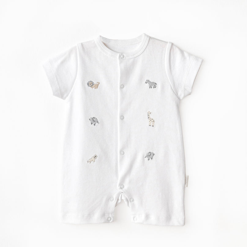 White Little King Animal Romper