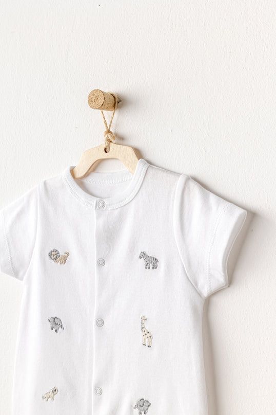 White Little King Animal Romper