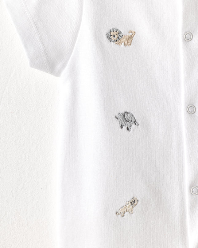 White Little King Animal Romper