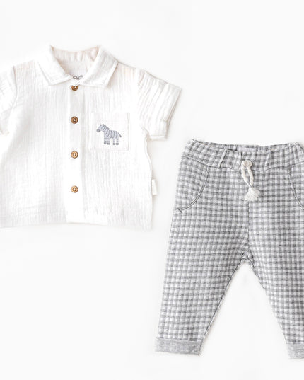 Grey Little King Zebra Pants Outfit
