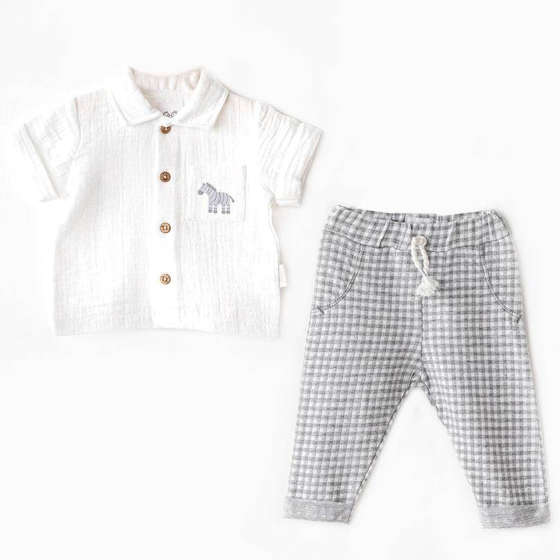 Grey Little King Zebra Pants Outfit