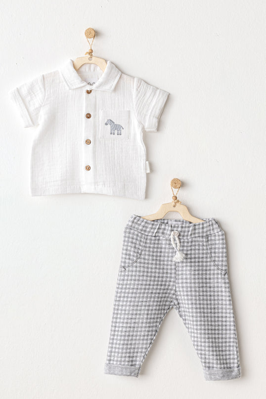 Grey Little King Zebra Pants Outfit