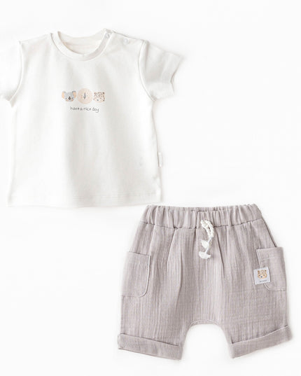 Grey Shorts Happy Animals Outfit