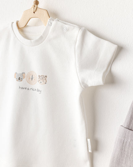 Grey Shorts Happy Animals Outfit