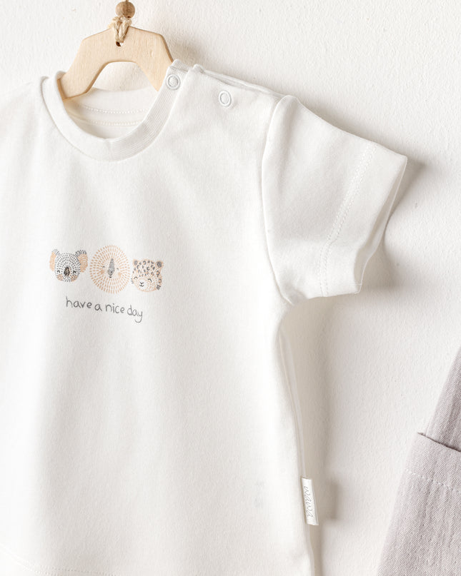 Grey Shorts Happy Animals Outfit