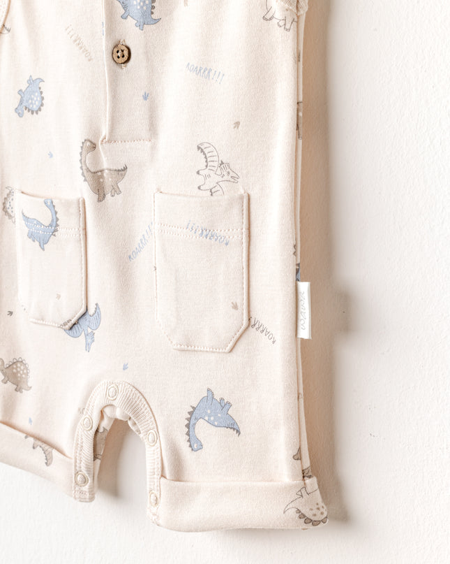 Beige Dino Pattern Romper