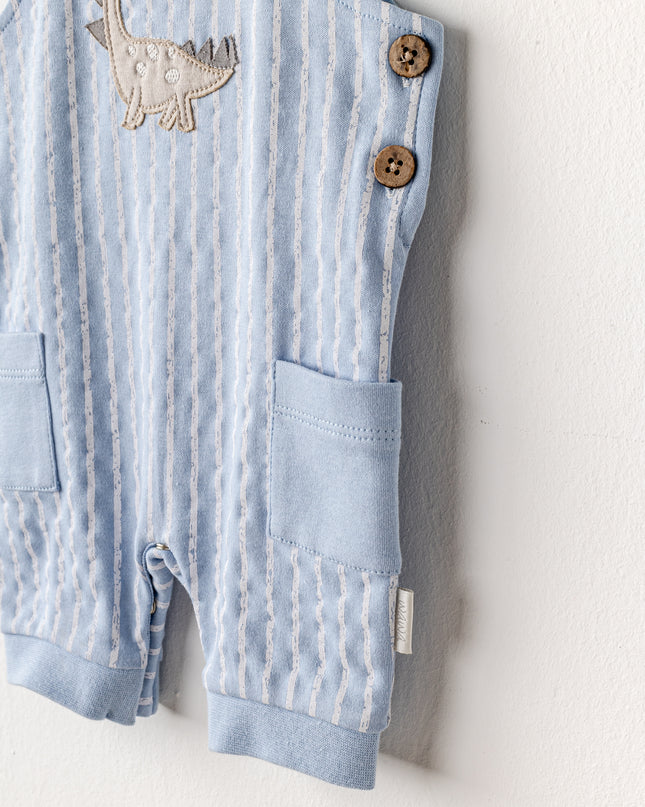 Blue Striped Dinosaur Jumpsuit Set