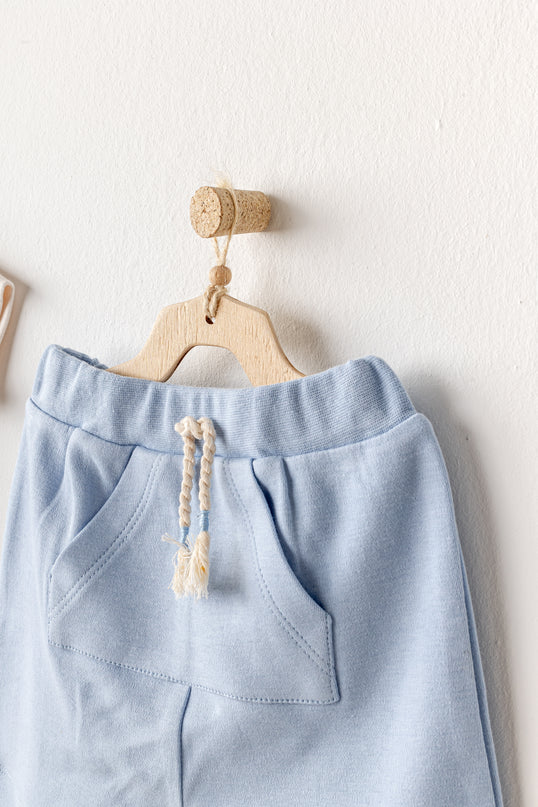 Blue Shorts Dino Pocket T-Shirt Outfit
