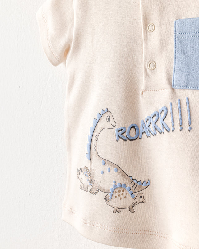Blue Shorts Dino Pocket T-Shirt Outfit