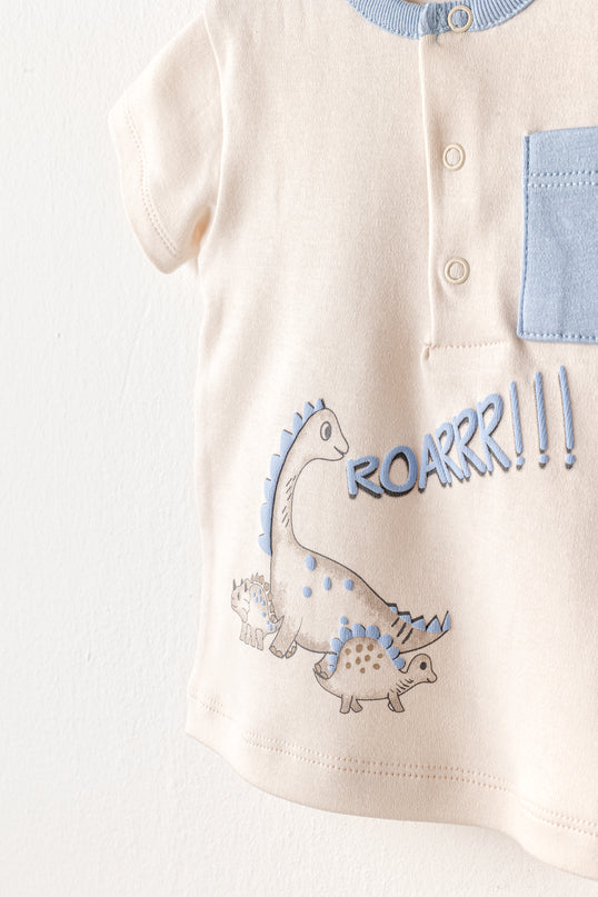 Blue Shorts Dino Pocket T-Shirt Outfit