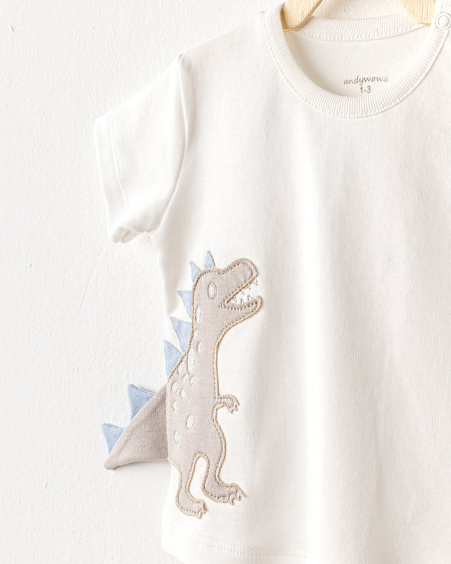 Blue Shorts Dinosaur Shirt Outfit Set