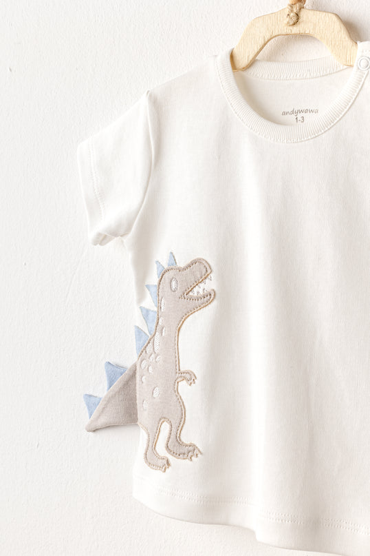Blue Shorts Dinosaur Shirt Outfit Set