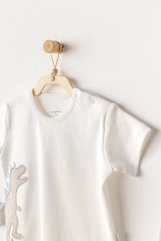 Blue Shorts Dinosaur Shirt Outfit Set
