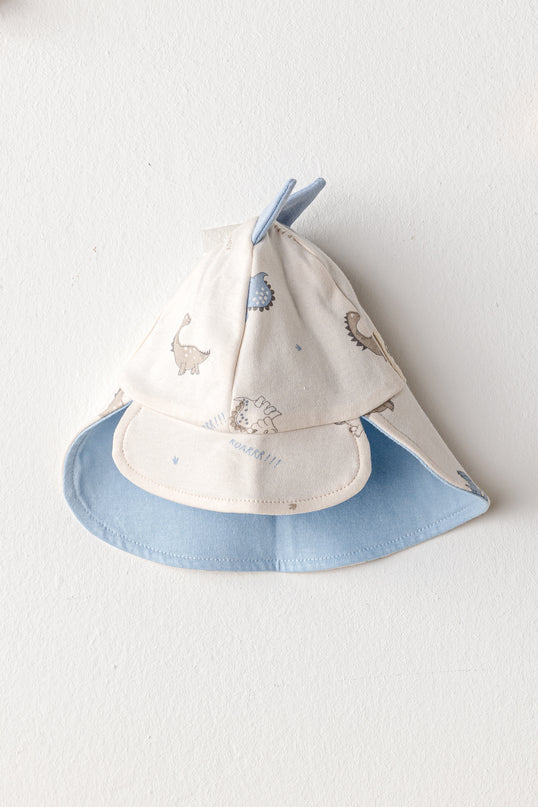 Beige Dinosaur Flap Cap