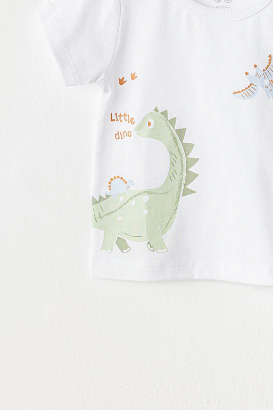 White Casual Dinosaur T-Shirt