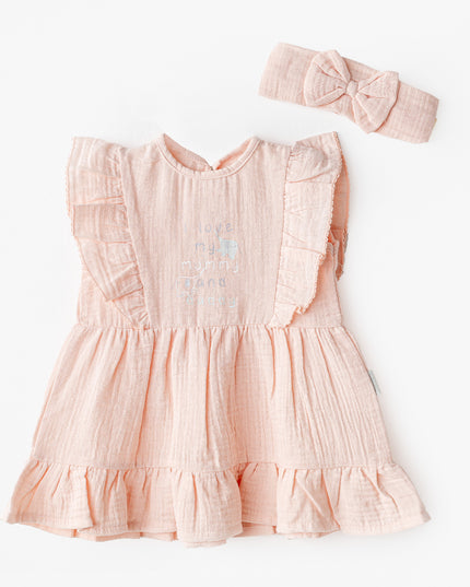 kidsatelier-andywawa-Salmon-Love-Family-Muslin-Dress-Band-Set