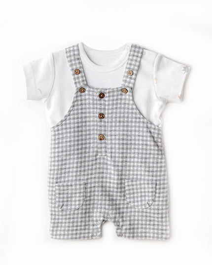 kidsatelier-andywawa-Grey-Little-King-Gingham-Jumpsuit-Set