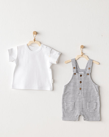 kidsatelier-andywawa-Grey-Little-King-Gingham-Jumpsuit-Set