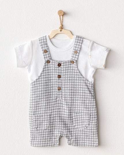 kidsatelier-andywawa-Grey-Little-King-Gingham-Jumpsuit-Set