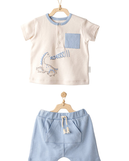 kidsatelier-andywawa-Blue-Shorts-Dino-Pocket-T-Shirt-Outfit