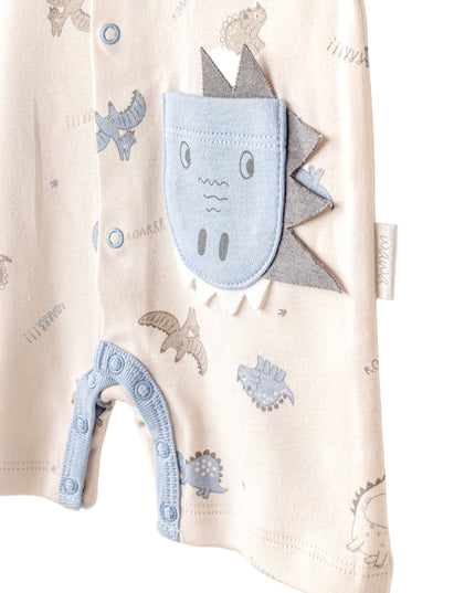 kidsatelier-andywawa-Beige-Dinosaur-Blue-Sleeve-Romper