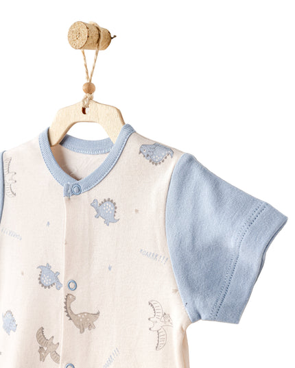 kidsatelier-andywawa-Beige-Dinosaur-Blue-Sleeve-Romper