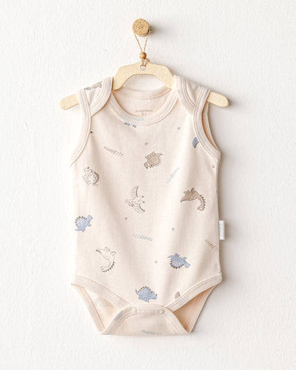 kidsatelier-andywawa-Beige-and-Blue-Dino-Bodysuits